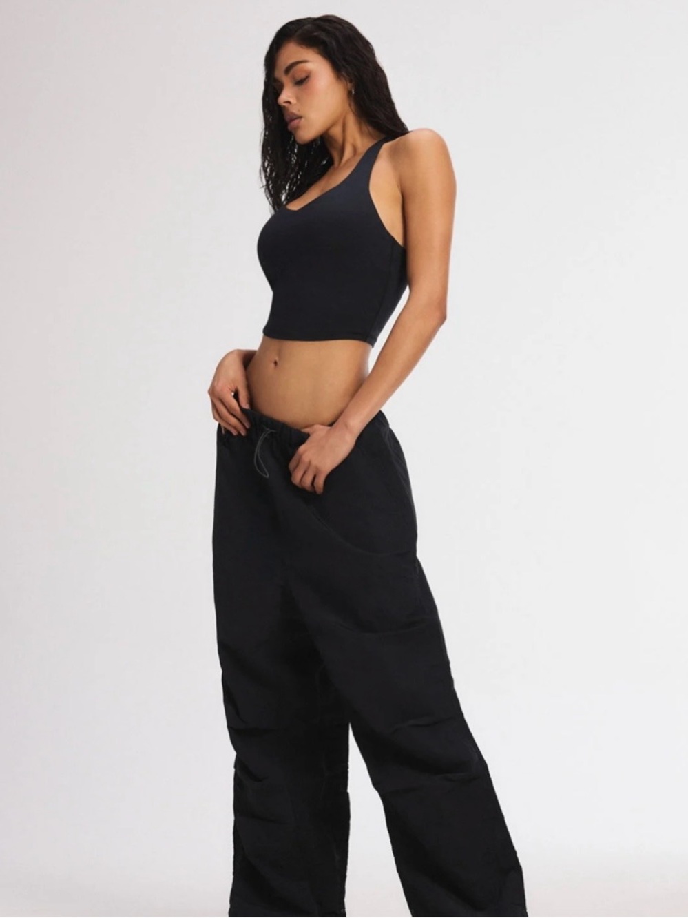 Savage X Fenty Black High-Rise Wide-Leg Drawstring Pants